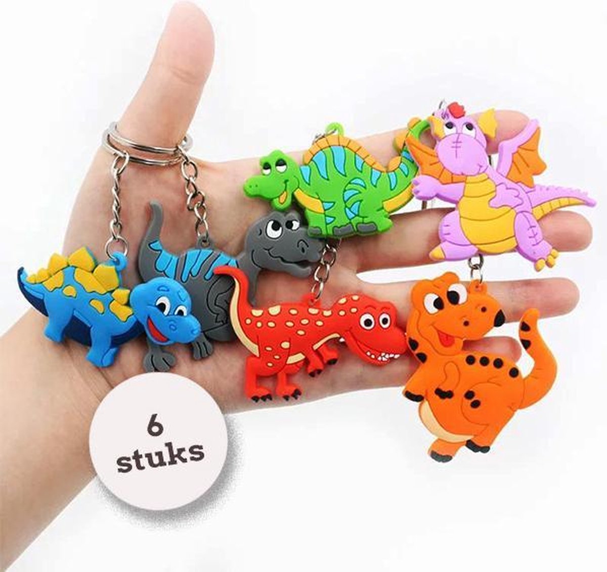 Uitdeelcadeaus Dino sleutelhangers (6pcs) - Traktatie - Klein speelgoed - Grabbelton - GRATIS Verzending